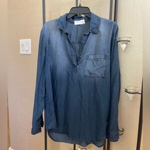 Side Stich Denim Colar Women’s Shirt